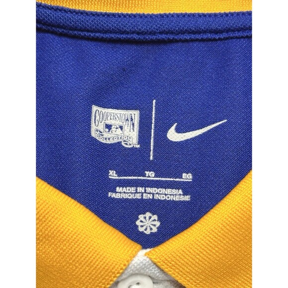 Milwaukee Brewers Nike Polo Shirt Mens XL Blue White Cooperstown MLB Baseball - Picture 3 of 9